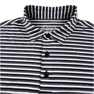 IBKÜL Polo Shirt Men’s XL Gray Stripe Golf UPF 50+ Moisture Wicking Cool